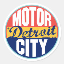 Etiqueta do vintage de Detroit Adesivos Redondos