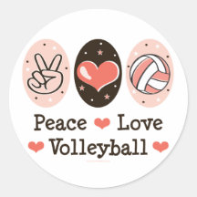 Etiqueta do voleibol do amor da paz adesivos redondos