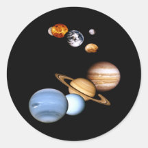 Etiqueta dos planetas do sistema solar adesivos em formato redondos