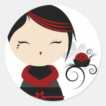 Etiqueta gótico de Kokeshi Adesivo Redondo