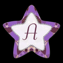 Etiqueta roxa da estrela do Batik do monograma adesivos