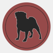 Etiqueta VERMELHA do Pug Adesivos Em Formato Redondos