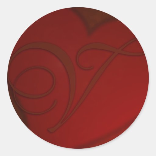 Etiqueta vermelho escuro do monograma V do coraç u00e3o Adesivo Em Formato Redondo Za Qual O Artesanato Das Ostras ~ Etiqueta vermelho escuro do monograma V do coraç u00e3o Adesivo Em Formato Redondo Za