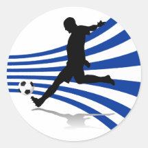 Etiquetas azuis e brancas do jogador de futebol adesivo