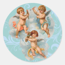 Etiquetas do anjo do Victorian Adesivo Em Formato Redondo
