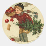 Etiquetas do Natal do Victorian para seus cartões Adesivos Redondos
