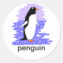 Etiquetas do pinguim para crianças adesivos em formato redondos