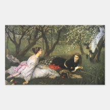 Etiquetas do primavera de James Tissot Adesivo Retângular