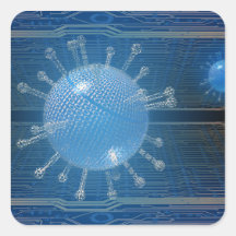 Etiquetas do vírus de computador adesivo quadrado