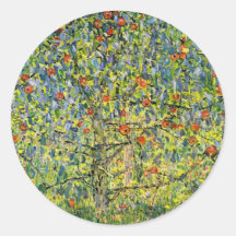 Etiquetas Gustavo Klimt da arte que pinta a árvore Adesivos Redondos