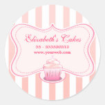 etiquetas leitosas cor-de-rosa do cupcake adesivo redondo