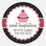 Etiquetas lunáticas do rosa do cupcake da padaria adesivo