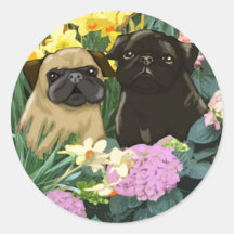 Etiquetas preciosas dos Pugs do primavera Adesivos