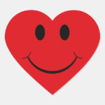 Etiquetas vermelhas do smiley face do coração adesivo