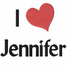 Eu amo a camisa bordada Jennifer