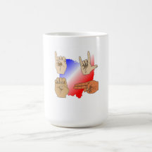 EU AMO A CANECA DA BEBIDA DO LINGUAGEM GESTUAL DE 