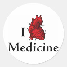 Eu amo a medicina adesivos redondos