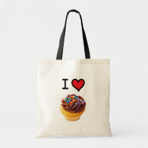 Eu amo a sacola dos cupcakes bolsa de lona