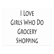 Eu amo as meninas que fazem compras na mercearia cartoes postais