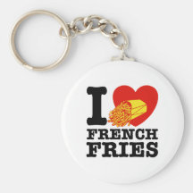 Eu amo batatas fritas chaveiro