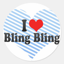 Eu amo Bling Bling Adesivos Redondos