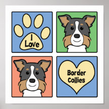 Eu amo Collies de beira Impressão
