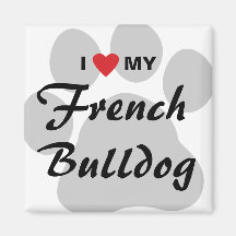 Eu amo (coração) meu buldogue francês Pawprint Imã