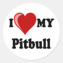 Eu amo (coração) meu cão de Pitbull Adesivo Em Formato Redondo
