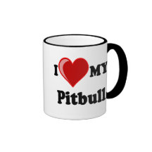 Eu amo (coração) meu cão de Pitbull Canecas