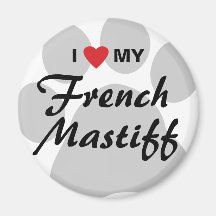 Eu amo (coração) meu Mastiff francês Pawprint Imãs De Geladeira