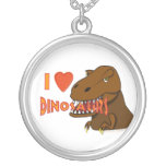 Eu amo desenhos animados Tyrranosaurus Rex dos din Colar Personalizado