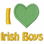 Eu amo meninos irlandeses mulheres bordadas moleton bordado com capuz