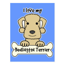 Eu amo meu Bedlington Terrier Cartoes Postais