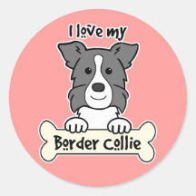 Eu amo meu border collie adesivos redondos