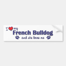 Eu amo meu buldogue francês (o cão fêmea) adesivos