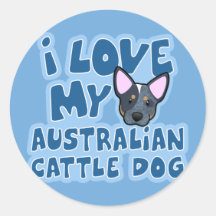 Eu amo meu cão australiano do gado adesivos em formato redondos