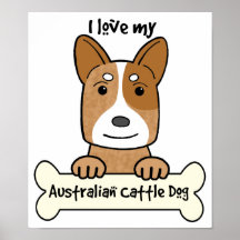 Eu amo meu cão australiano do gado posteres