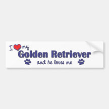 Eu amo meu golden retriever (o cão masculino) adesivo