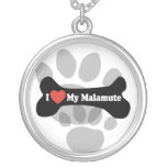 Eu amo meu Malamute - osso de cão Pingentes