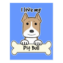 Eu amo meu Pitbull Cartoes Postais