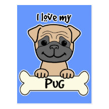 Eu amo meu Pug Cartao Postal