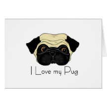Eu amo meu Pug Cartoes