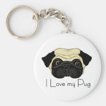 Eu amo meu Pug Chaveiros