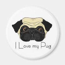 Eu amo meu Pug Imãs De Refrigerador