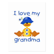 Eu amo minha avó (a menina ducky) cartoes postais