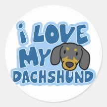 Eu amo minhas etiquetas do Dachshund Adesivos Em Formato Redondos
