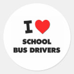 Eu amo motoristas de auto escolar adesivos redondos