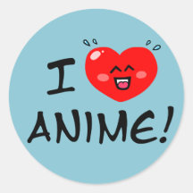 Eu amo o Anime Adesivo Redondo