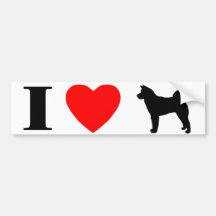 Eu amo o autocolante no vidro traseiro de Akitas Adesivos