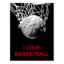 Eu amo o cartão do basquetebol cartão postal